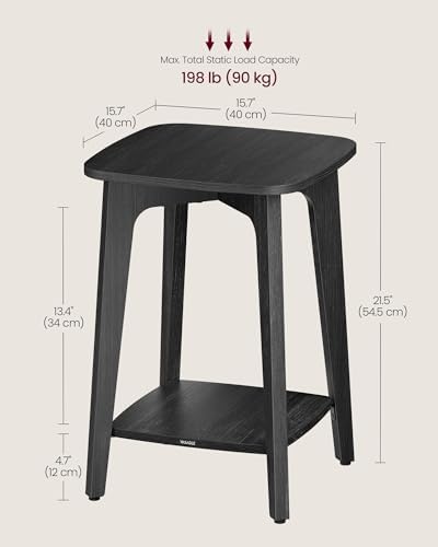 VASAGLE Side Table, 2-Tier Small Square End Table, Nightstand