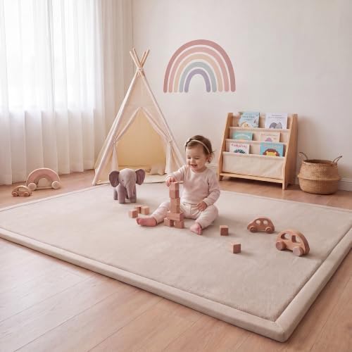 1.3" Thick Baby Play Mat for Floor,59x79 Large Memory Foam Tummy Time Mat