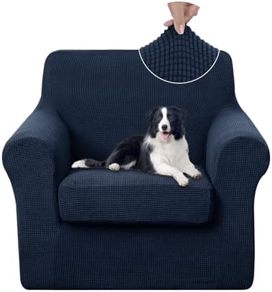 U-NICE HOME 2 Pieces Chair Covers Stretch Chair Slipcover, Navy