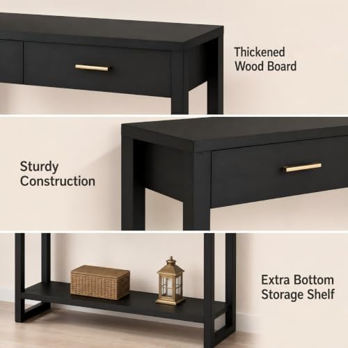 41.3" Modern Entryway Console Table with Foot-Sensor Light, Black