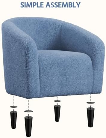 Yaheetech Small 25.5in Wide Sherpa Barrel Accent Chair for Bedroom, Blue