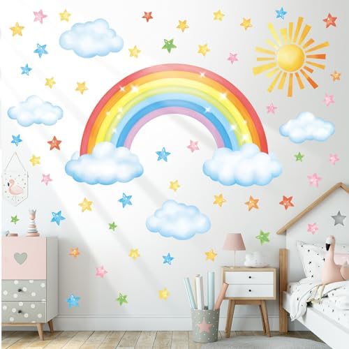 DECOWALL Rainbow Sun Clouds Stars Wall Stickers Decals Nursery (SG3-2314)