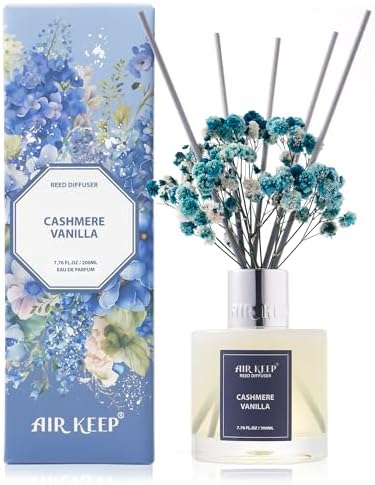 Airkeep Reed Diffuser Set/Cashmere Vanilla/6.76 fl oz(200ml)/1 Pack/Home & Office Decor Aromatherapy Diffuser Oil Gift Set