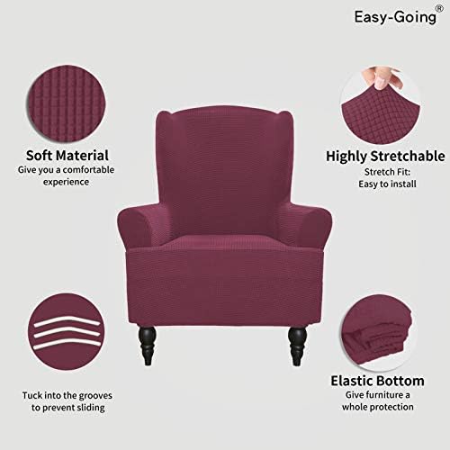 Easy-Going Stretch Wingback Chair Sofa Slipcover ASH Rose