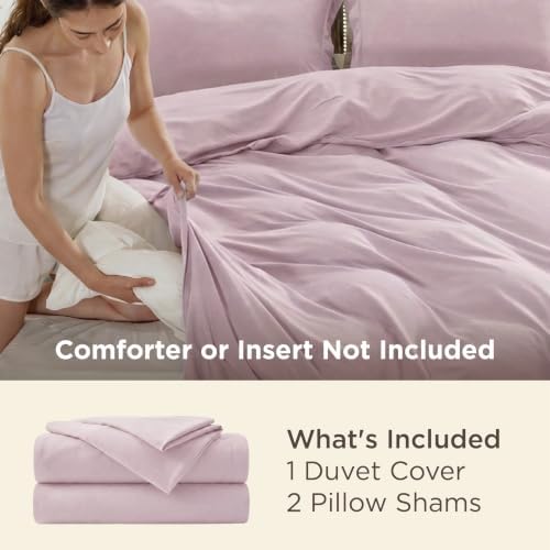 Bedsure Duvet Cover Queen Size, 3Pcs Double Brushed Bedding Set, Pink Mocha