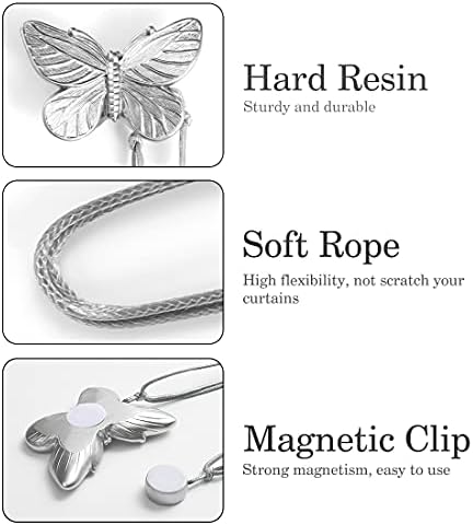 Lewondr Magnetic Curtain Tie, 1 Pair Resin Vintage Curtain Holdback, Silver