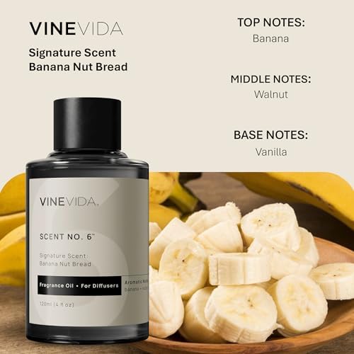 VINEVIDA [4 Fl Oz] Banana Nut Bread Fragrance Oil for Cold Air Diffusers, Essential Oils for Diffuser Oil Refill & Air Freshener Room Spray