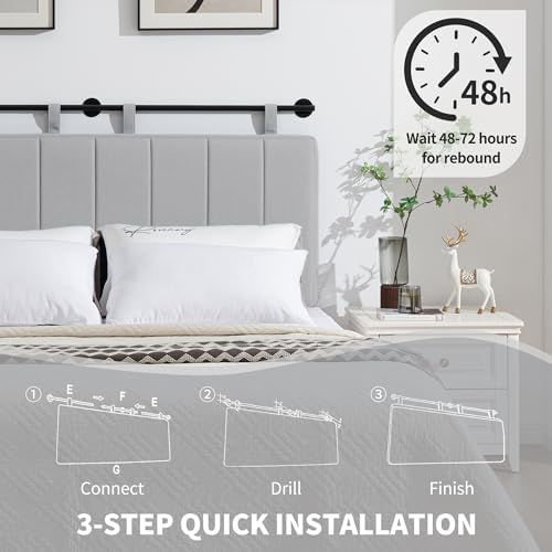 UEV Queen Headboard Only, Wall Mounted Hanging Upholstered Bed Head Board