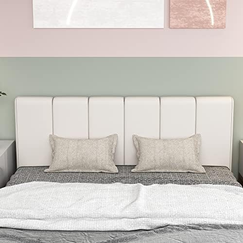 HAOBO Home Upholstered Queen Headboard Only, Modern Faux Leather Panel White