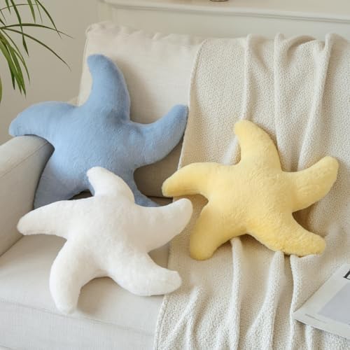 Starfish Pillow, 14.9" Cute Aesthetic Room Decor Accent Pillows, Yellow
