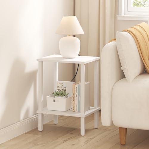 TUTOTAK End Table, Set of 2, Side Table, Nightstand, 2-Tier Storage Shelf