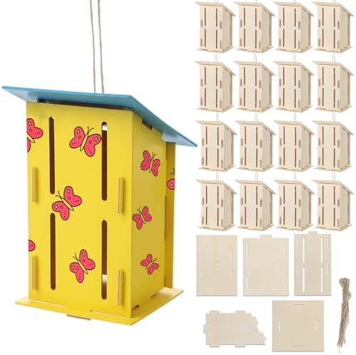 Fiwochic Butterfly House Kits for Kids, Makes 24 DIY Classroom Crafts Project and Learning Activities for Kids