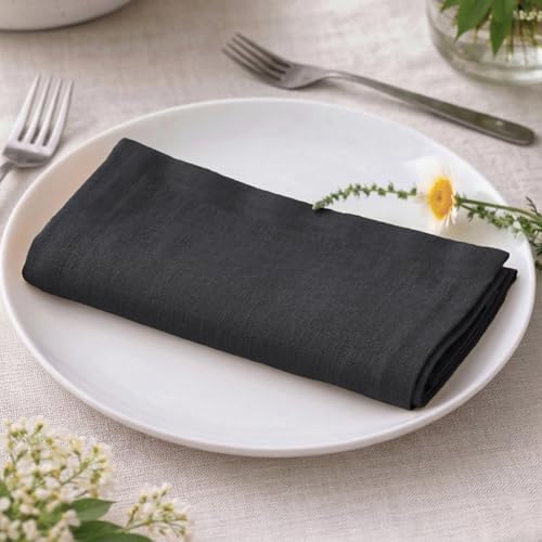 Ramanta Home Charcoal Cotton Dinner Napkins Set of 12, 18x18 Inch