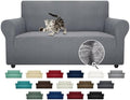 ZNSAYOTX Super Stretch Couch Cover Love Seat Sofa Covers for Living Room Dogs Pet Friendly Furniture Protector Spandex Loveseat Slipcovers with Anti Slip Foam Sticks (Light Grey, Loveseat)