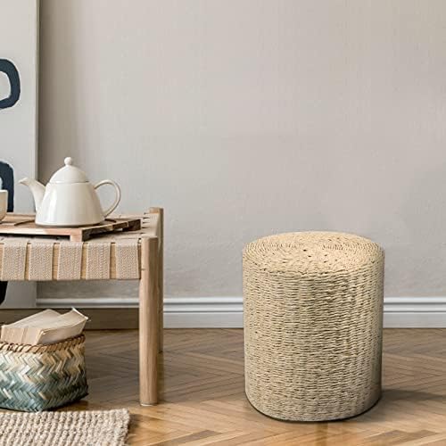 Wimarsbon Decor Round Pouf Ottoman Single Strand Paper Rope Pouf Footrest, Foot Stool, for Bed Room Living | Room | Accent Seat (Brown Paper Rope