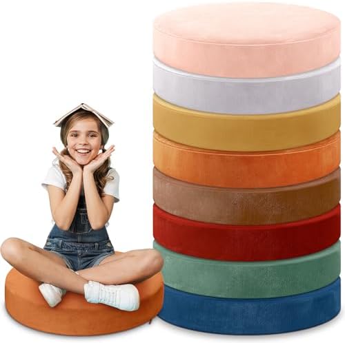 GlikCeil 8 Pcs Round Floor Pillow Cushions for Kids Classroom 15'' Soft Flexible Seating Classroom Elementary Extra Thick Floor Cushions for Daycare Kindergarten Reading Corner Library (Advanced Boho)