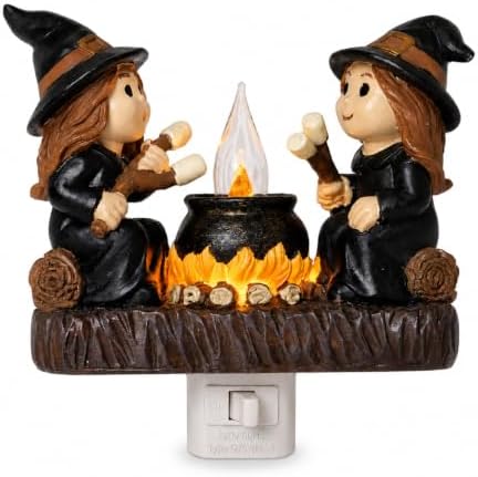 Dlfghos Halloween Witch Campfire Nightlight Witch Flickering Night Light