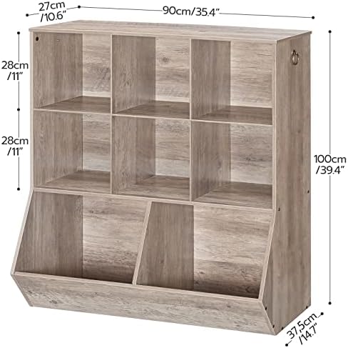 HOOBRO Kids Bookshelf, Toy Storage Cabinet, Kids Toy Organizer, 8 Cubicles, Bookcase Footboard, Bookshelf for Kids, for Playroom, Bedroom, Nursery, School, Greige BG35CW01G1