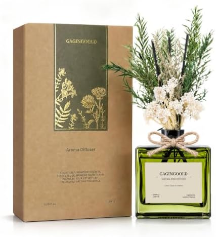 Reed Diffuser, 6.1 oz Fresh Linen Scent Diffuser with Sticks & Dried Flowers, 120 Days Long Lasting diffusers for Home, Elegant Fragrance for Bathroom Bedroom Office Decor Air Fresh
