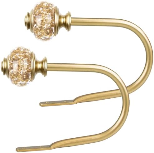 USFOOK Gold Curtain Holdbacks, Decorative Drapery Tiebacks, 2 Pack/1 Pair