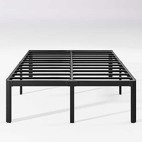 Hunlostten 16" High Heavy Duty California King Bed Frames No Box Spring Needed, Metal Platform Cal King Bed Frame with Round Corners, Easy Assembly, Noise Free, Black