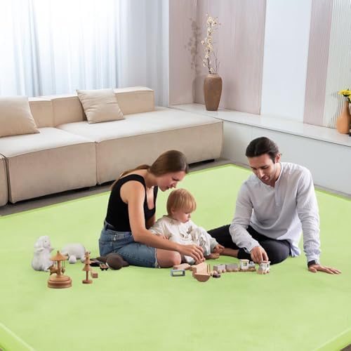 Baby Play Mat for Floor Nursery Muscle Area Rug Playroom Rug 59"x59" Elastic Foam 1.3" Thick Crawling Mat for Babies,Toddlers, Infants(Light Green)