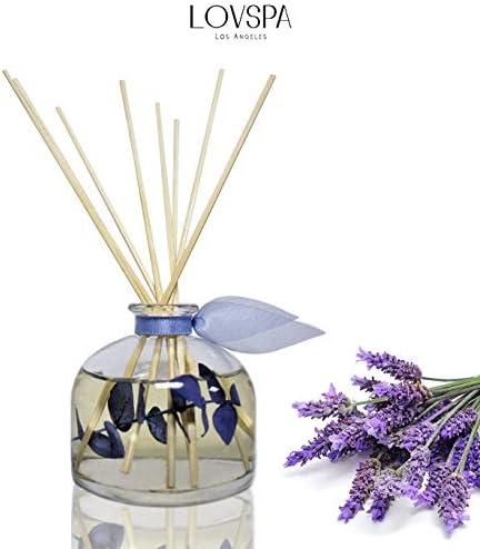 Reed Diffuser Set, DE-Stress Lavender Eucalyptus Scented Oil Diffuser with Sticks, Home Fragrance Accessories for Bathroom Shelf Decor, Aroma Diffusers for Home or Office Desk, USA Made