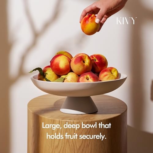 KIVY Concrete Fruit Bowl for Kitchen Counter - Large Decorative Bowl