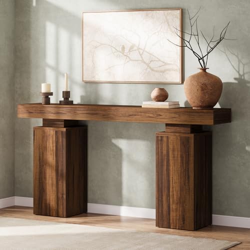 Tribesigns 63-in Long Console Table, Farmhouse Entryway Table(Rustic Brown)