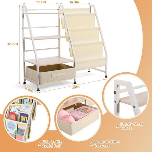 Kids Bookshelf and Toy Storage-Book Shelf for Kids Rooms, Toddler Bookshelf