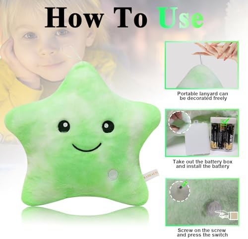 Creative LED Night Light Up Glowing Star Pillow for Kid Pillows Decor Boys Girl's Stuffed Animals Childrens Christmas Holiday Birthday Gifts,Twinkle Star Soft Plush Toys Cushion Throw Pillows
