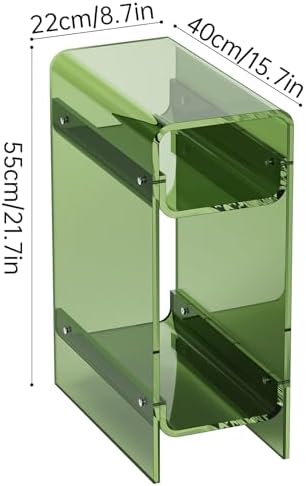 Clear Acrylic Side Table, Narrow Nightstand Bedside Table for Bedroom, Skinny Small End Table (Green, 8.7'' x 15.7'' x 21.7")