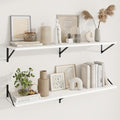 Axeman Deep Floating Shelves, 48'' x 10'' White Wall Shelves Set of 2