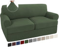 Turquoize 3 Piece T Cushion Loveseat Slipcovers Sofa Cover for 2 Cushion Couch Cover Washable Sofa Slipcover Furniture Covers with 2 Individual T Cushion Seat Covers(2 Cushion Loveseat, Bronze Green)