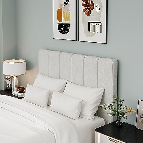Yongchuang Upholstered King Headboard Only, Modern Linen Grayish White