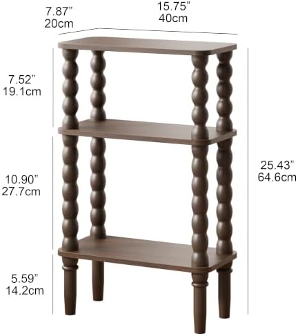 Veegle Narrow Side Table Small End Table for Small Spaces Walnut Brown