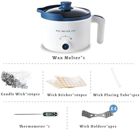 Ksedcon Electric Wax Melting Pot for Candle Making with Thermometer, Wicks