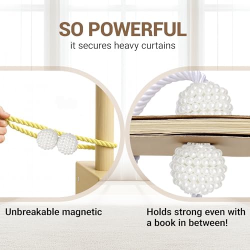 Hion Magnetic Curtain Tiebacks Golden 2pcs, Curtain Holdbacks Hooks Holders