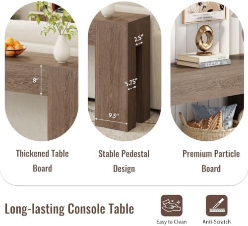Epecoya Extra Long Entryway Table for Living Room 79-Inch, Light Brown