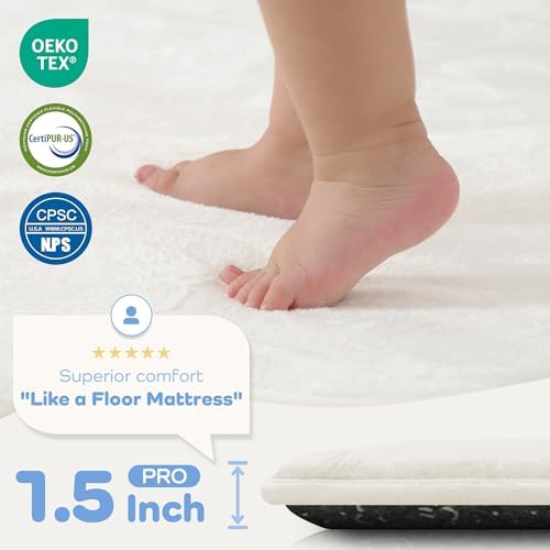 1.5" Thick Baby Play Mat for Floor 50x50 Soft Foam Play Mats, Cream