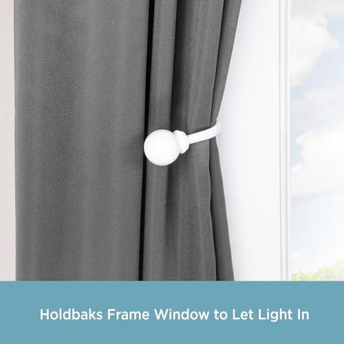 Kenney KN74809 Chelsea Ball End Steel Curtain Holdbacks for Curtains and Drapes, 2-Pack, White