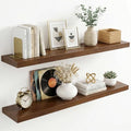 fuqing 40 Inch Floating Shelves 6.7'' Deep Dark Wood Wall Shelves Set of 2