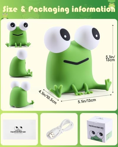 Frog Night Light, Cute Funny Gifts,Dimmable Nursery Bedside Lamp Room Decor
