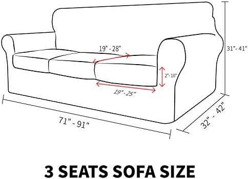 MAXIJIN 4 Piece Couch Covers for 3 Cushion Couch Sofa Covers, Stretch Couch Slipcovers for Sofas with 3 Cushions, Thick 3 Seat Furniture Protector for Dogs Pet (71"-91", Dusty Pink)