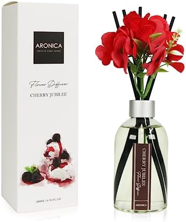 Aronica Red Bathroom Decor, Cherry House Decor Fall Nick Nacks, Apartment Accessories for Small Desk, Christmas Decor Ideas for Little Office Space, Poppy Themed Reed Diffuser