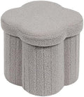 B FSOBEIIALEO Storage Ottoman Cube, 12.6" Flower Shaped Ottomans, Grey
