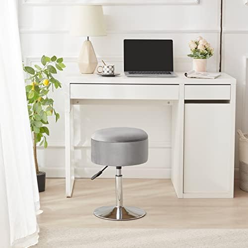 Adjustable Vanity Stool with Storage Swivel Vanity Chair Makeup Stool Grey