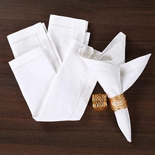 Lightnpro White Hemstitched Cotton Napkins, 18x18 Inch, Set of 6