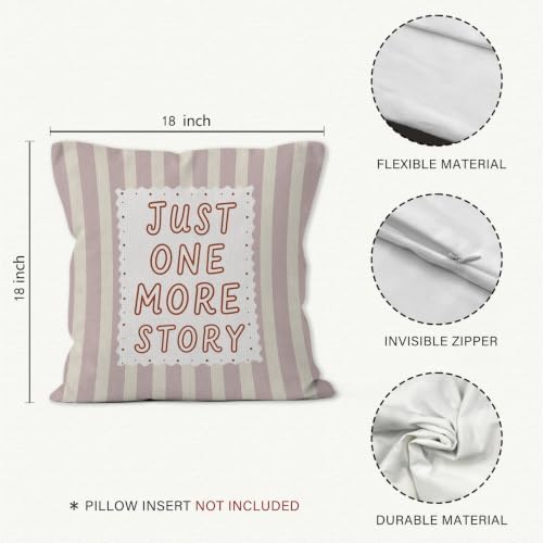 Retro Pink Striped Girl Nursery Reading Throw Pillow Cover 18x18