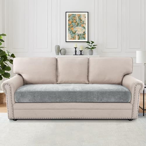 H.VERSAILTEX Sofa Covers Washable High Stretch Couch Cover Thick Soft T Cushion Sofa Slipcovers All Seasons Universal Sofa Couch Covers for Sectional Slipcovers(3 Seater Sofa Cushion Cover,Dove)